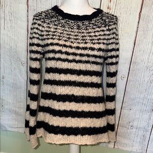 Velvet by Graham & Spencer Black and Cream Striped Sweater